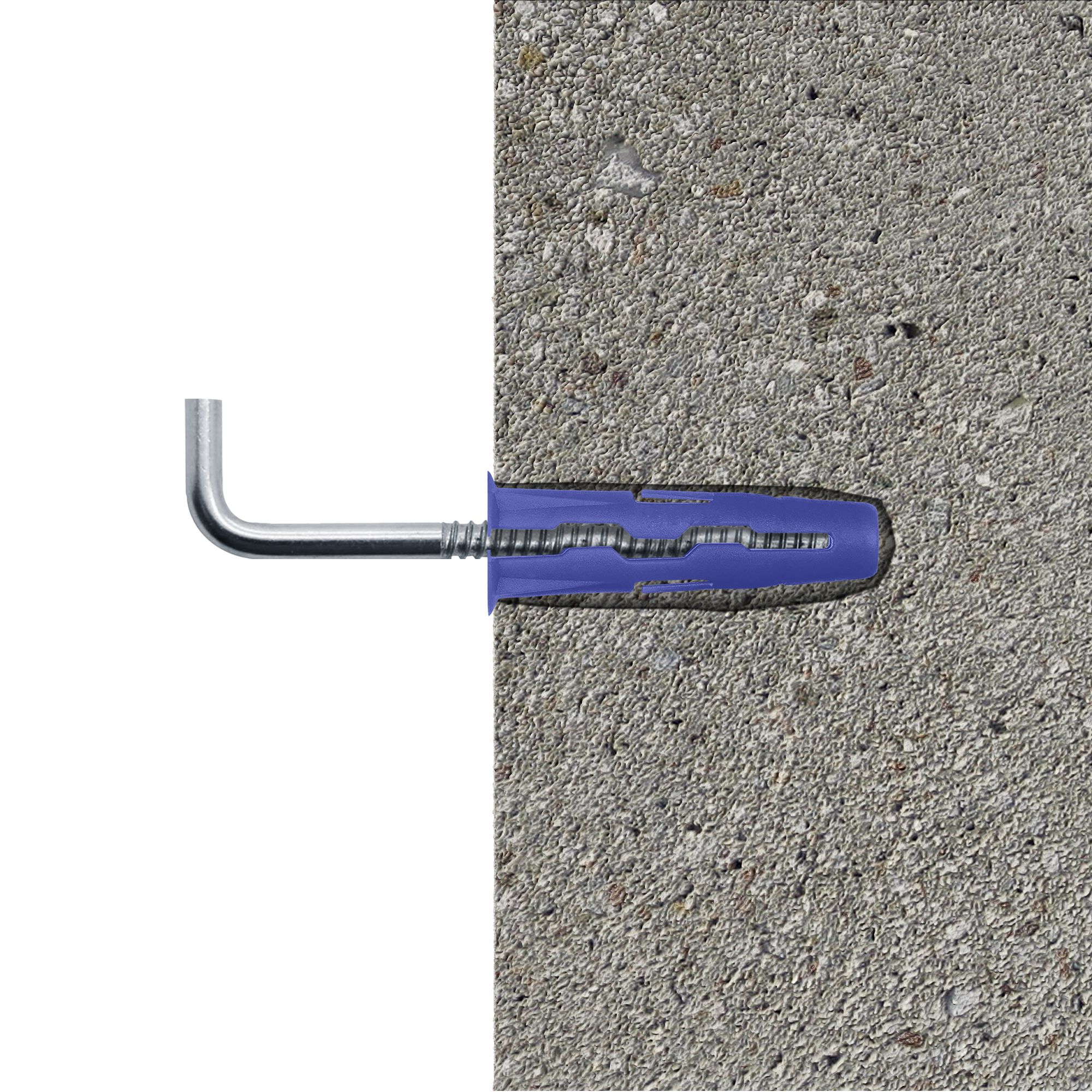 Diall L hook with wall plug (Dia)8mm (L)32mm, Pack of 2