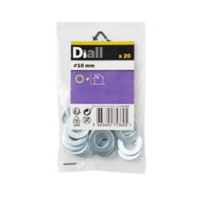 Diall M10 Carbon steel Medium Flat Washer, (Dia)10mm, Pack of 20