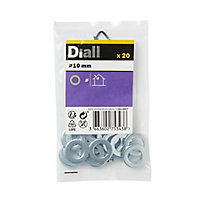 Diall M10 Carbon steel Small Flat Washer, Pack of 20