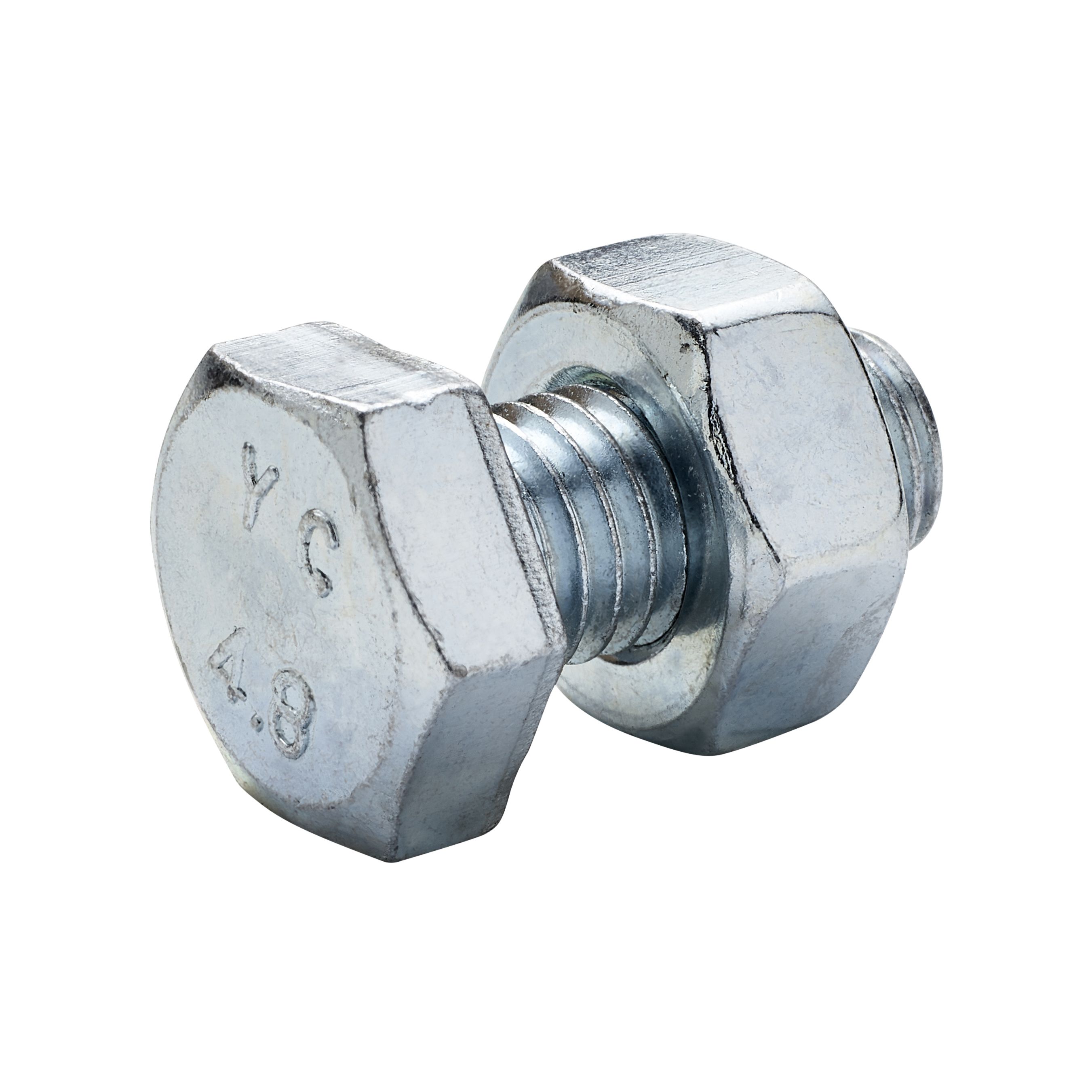 Diall M10 Hex Carbon steel (grade 5.8) Bolt & nut (L)20mm, Pack of 10