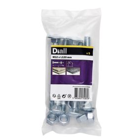Diall M12 Coach bolt & nut (L)120mm, Pack of 5