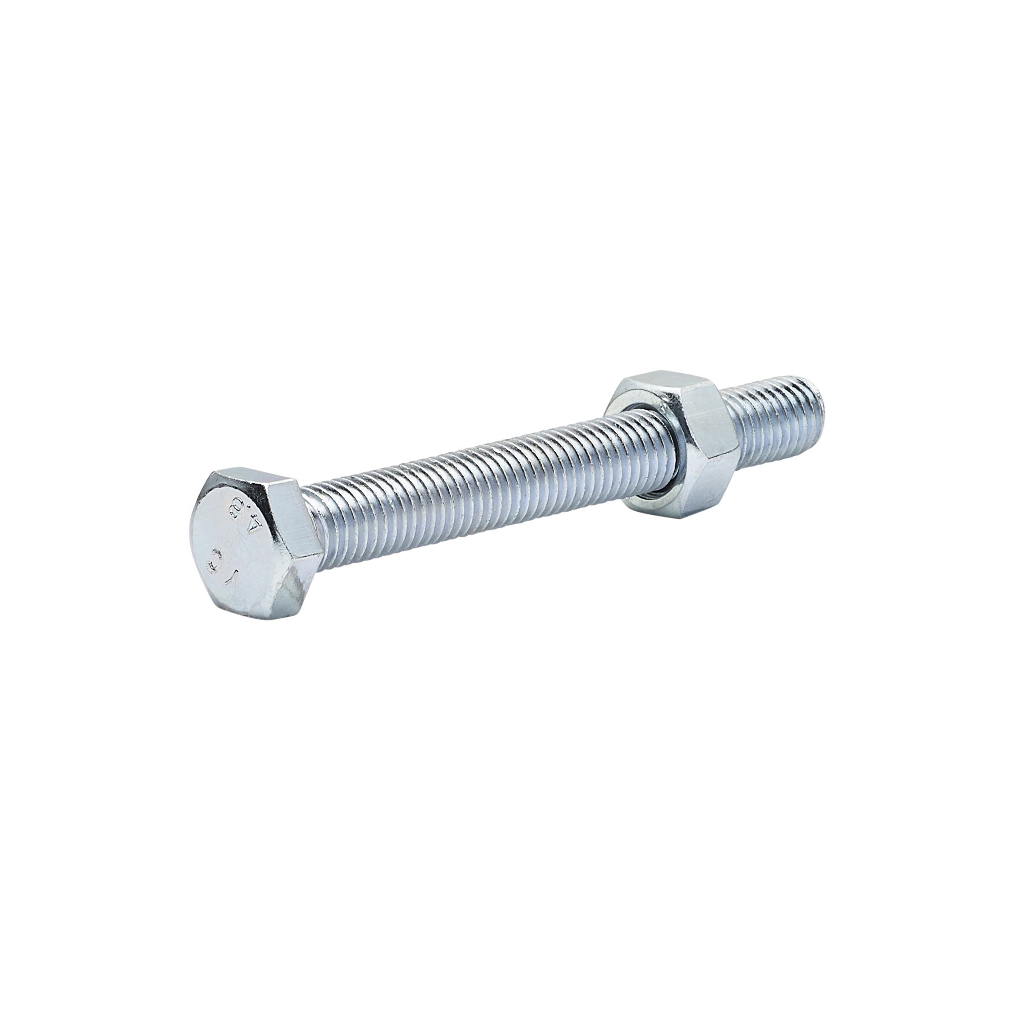 Diall M12 Hex Carbon steel (grade 5.8) Bolt & nut (L)100mm, Pack of 10