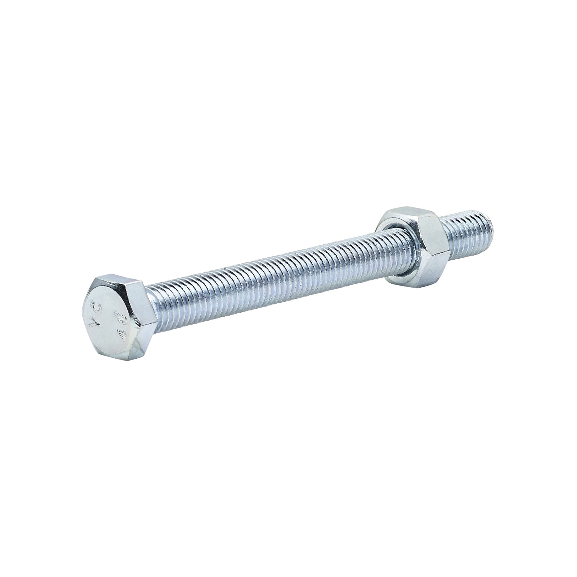 Diall M12 Hex Carbon steel (grade 5.8) Bolt & nut (L)120mm, Pack of 10