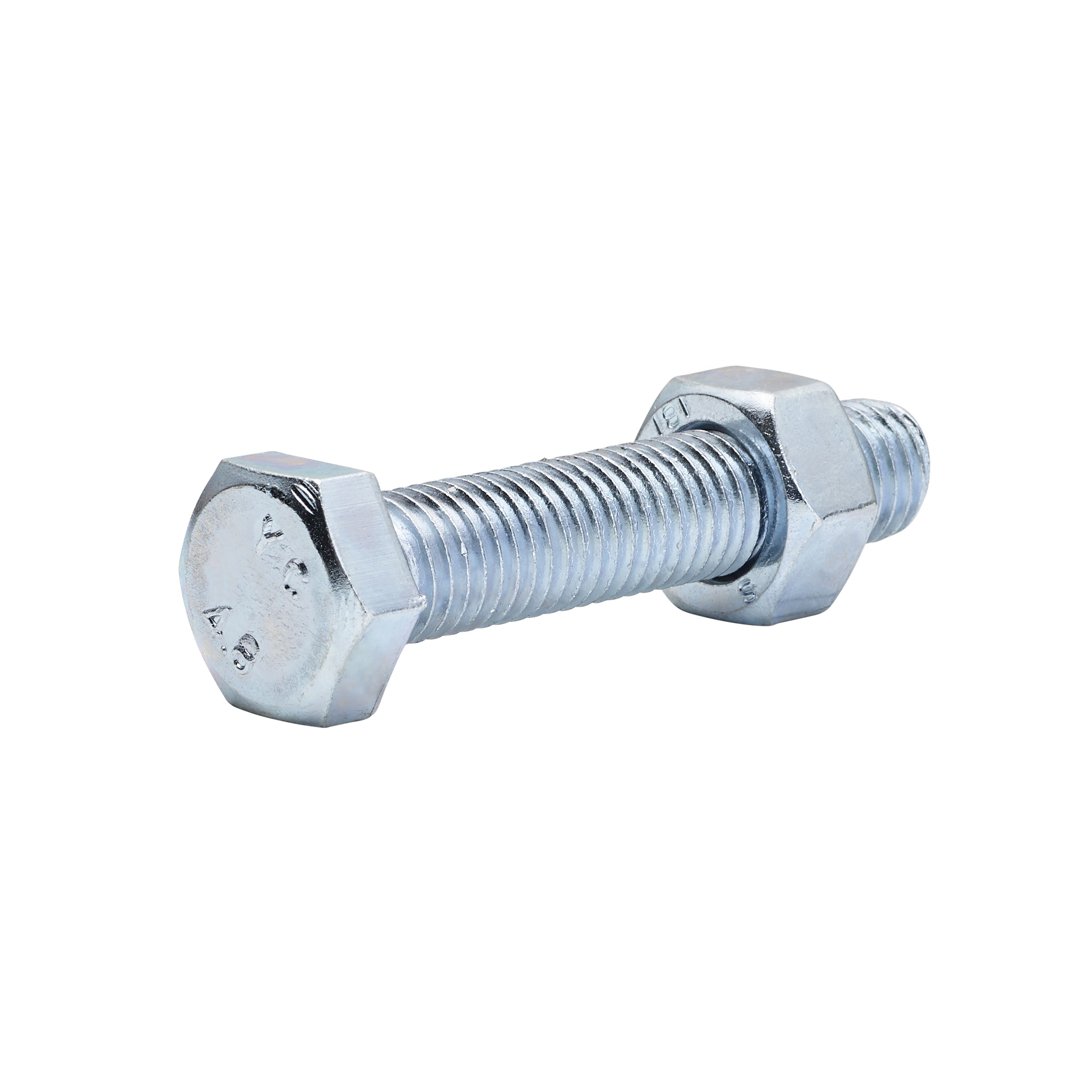 Diall M12 Hex Carbon steel (grade 5.8) Bolt & nut (L)60mm, Pack of 10