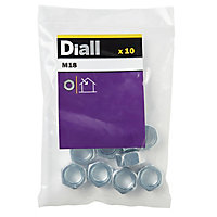 Diall M18 Carbon steel Lock Nut, Pack of 10