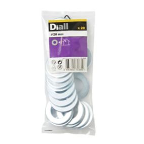 Diall M20 Carbon steel Flat Washer, (Dia)20mm, Pack of 20