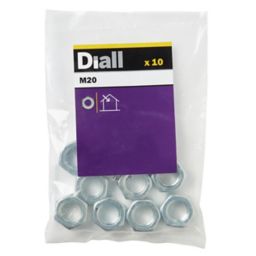 Diall M20 Carbon steel Lock Nut, Pack of 10