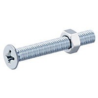 Diall M3 Pozidriv Countersunk Zinc-plated Carbon steel Machine screw & nut (Dia)3mm (L)25mm, Pack of 20