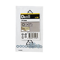Diall M4 Carbon steel Screw cup Washer, (Dia)4mm, Pack of 25