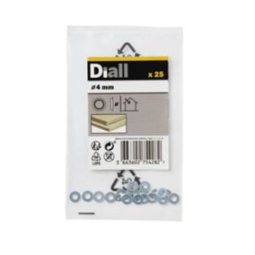 Diall M4 Carbon steel Screw cup Washer, Pack of 25