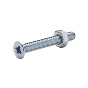 Diall M4 Pozidriv Countersunk Zinc-plated Carbon steel Machine screw & nut (Dia)4mm (L)30mm, Pack of 20