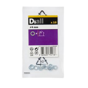 Diall M4 Steel Shakeproof Washer, Pack of 10