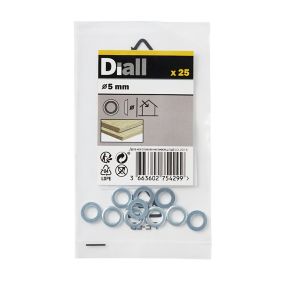 Diall M5 Carbon steel Screw cup Washer, (Dia)5mm, Pack of 25