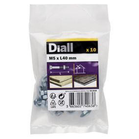 Diall M5 Coach bolt & nut (L)40mm, Pack of 10