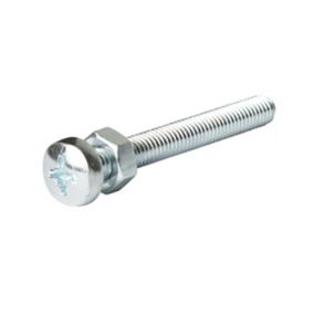 Diall M5 Cruciform Philips Pan head Zinc-plated Carbon steel Machine screw & nut (Dia)5mm (L)50mm, Pack of 20