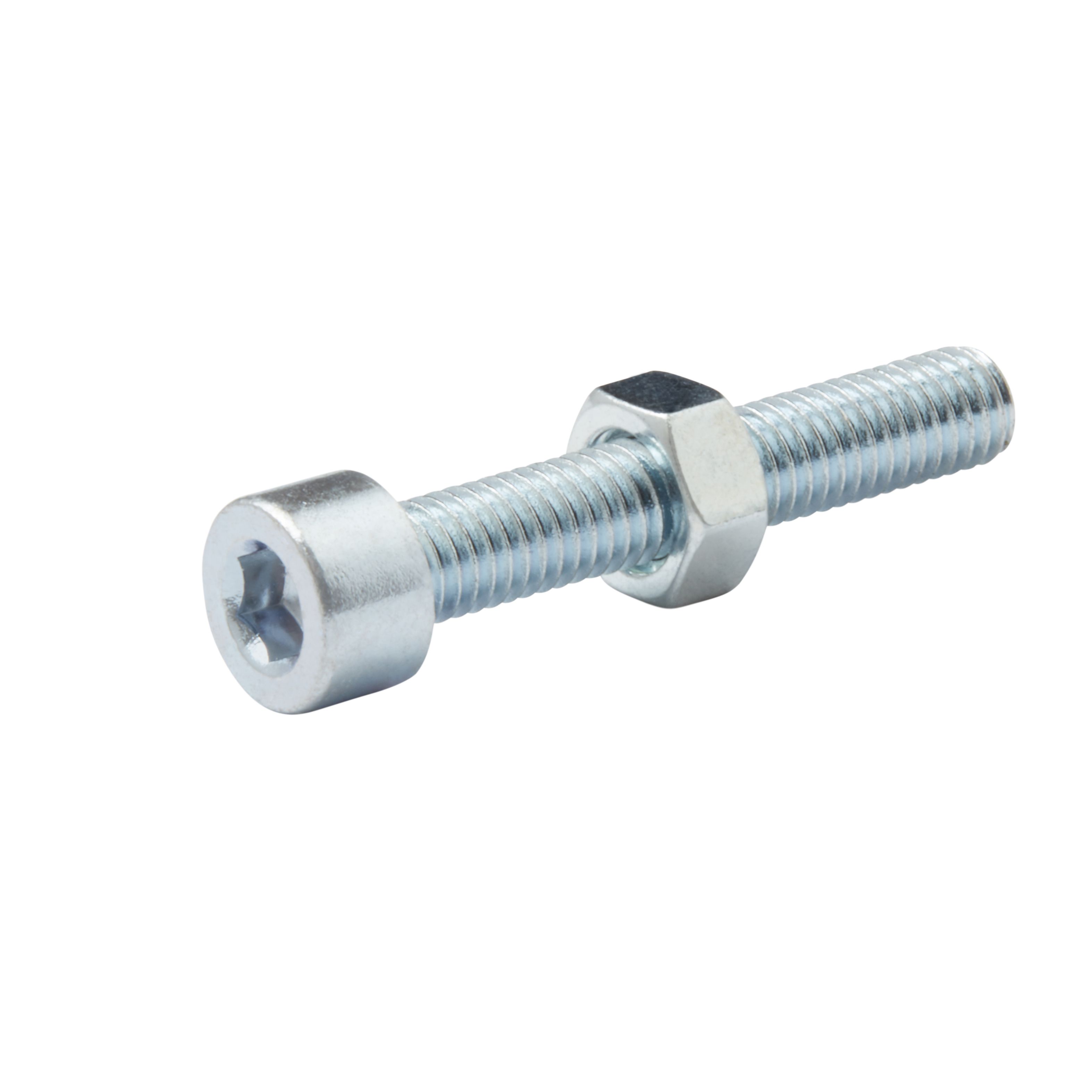 Diall M5 Cylindrical Zinc-plated Carbon steel Set screw & nut (Dia)5mm (L)30mm, Pack of 20