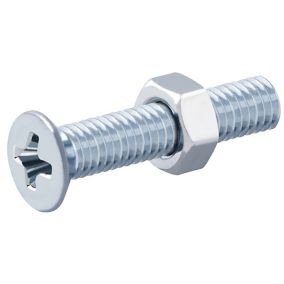Diall M5 Pozidriv Countersunk Zinc-plated Carbon steel Machine screw & nut (Dia)5mm (L)25mm, Pack of 20