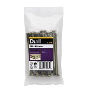 Diall M6 Coach bolt (L)90mm, Pack of 10
