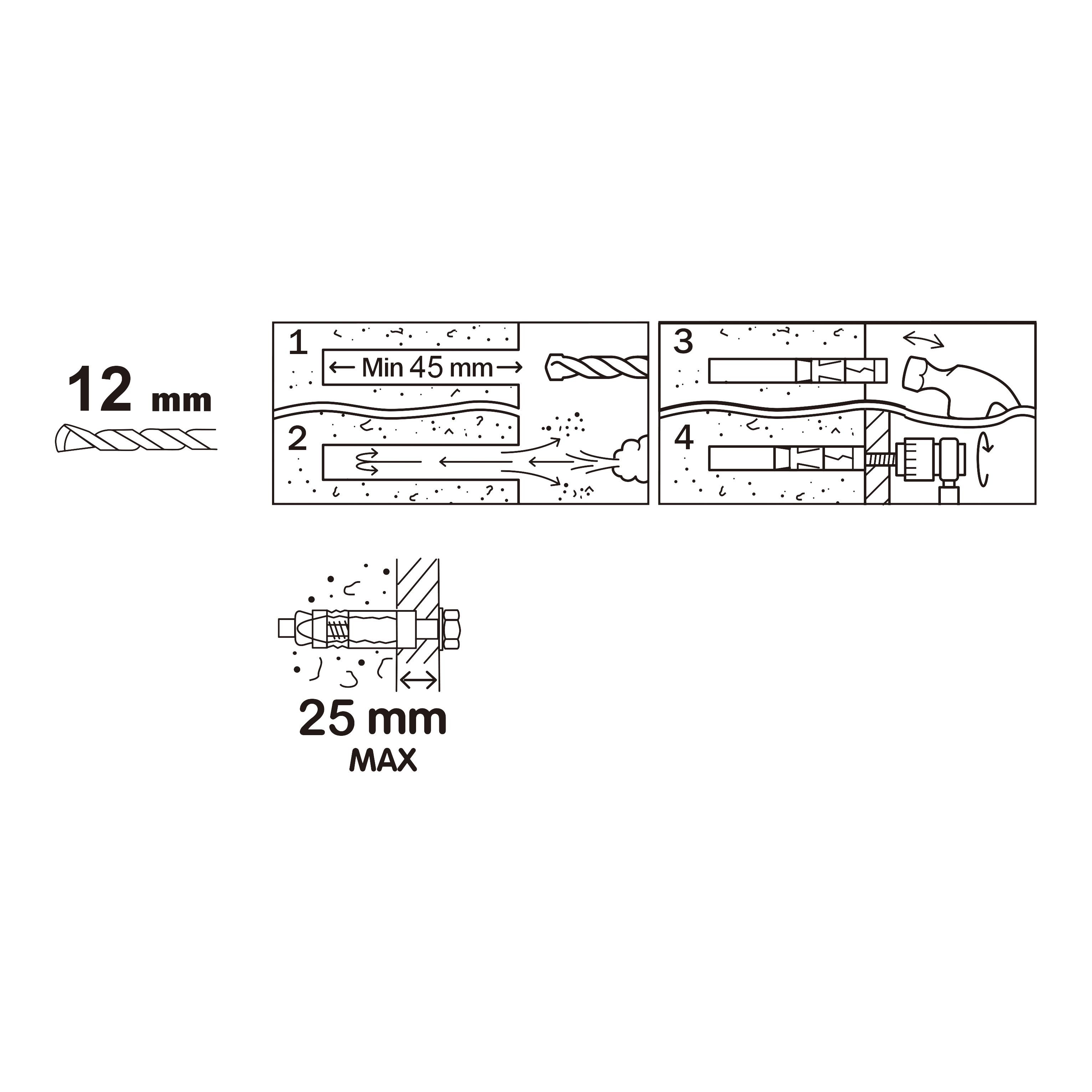 Diall M6 Hex Bolt Steel Shield anchor (L)70mm, Pack of 4