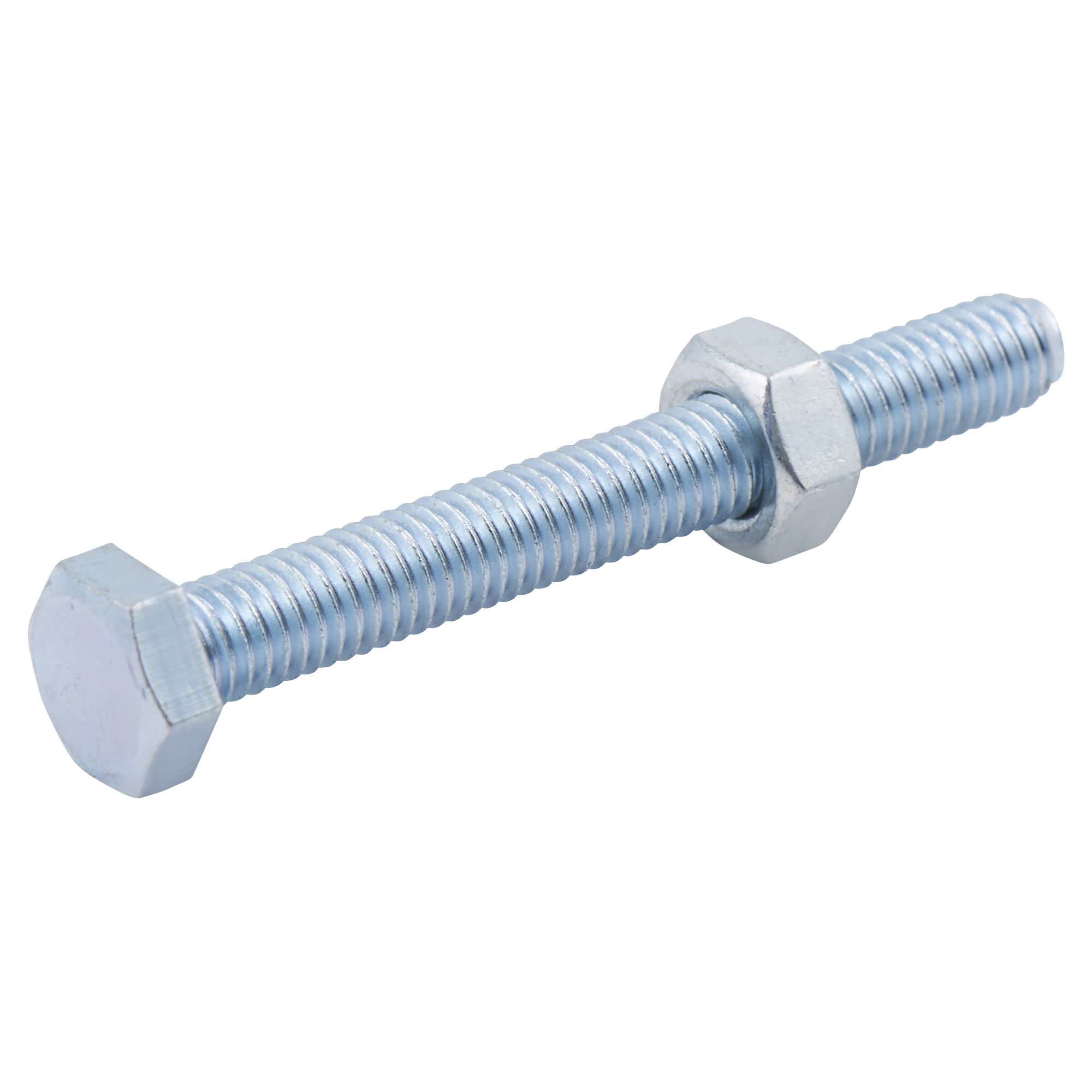 Diall M6 Hex Carbon steel (grade 5.8) Bolt & nut (L)50mm, Pack of 10