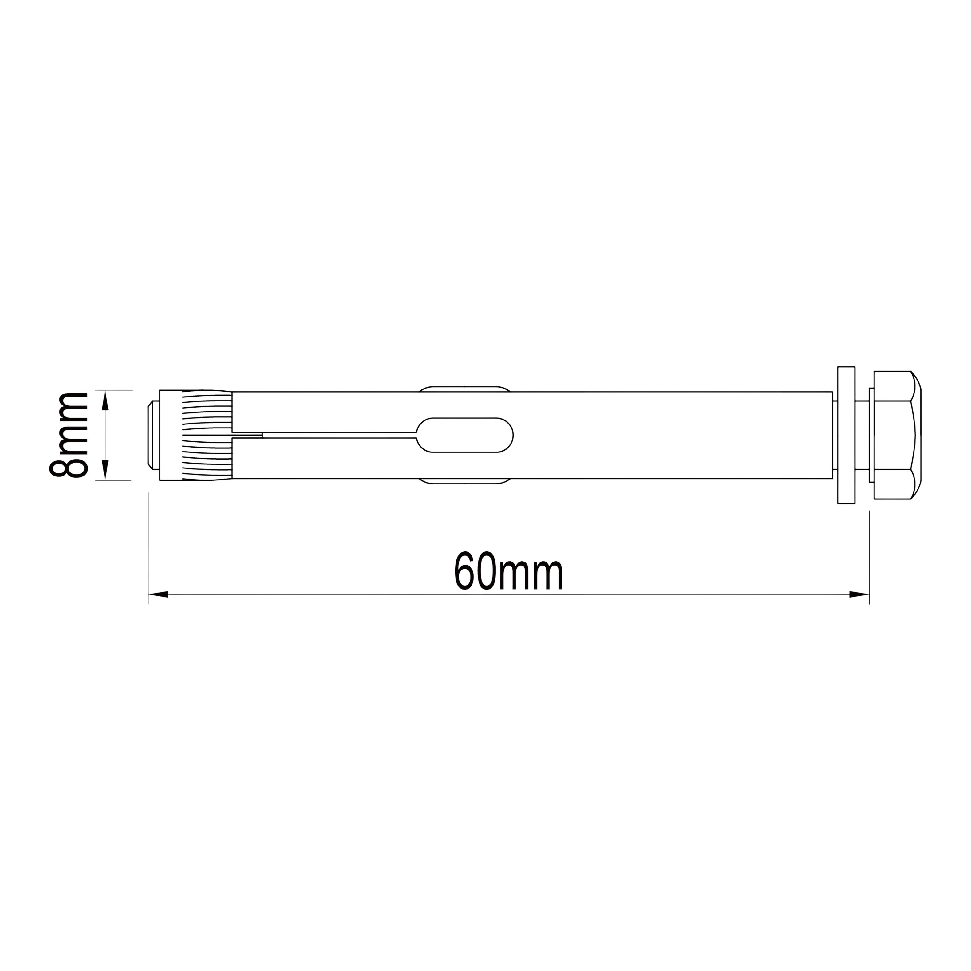 Diall M6 Hex Carbon steel Zinc-plated Sleeve anchor (L)60mm, Pack of 6