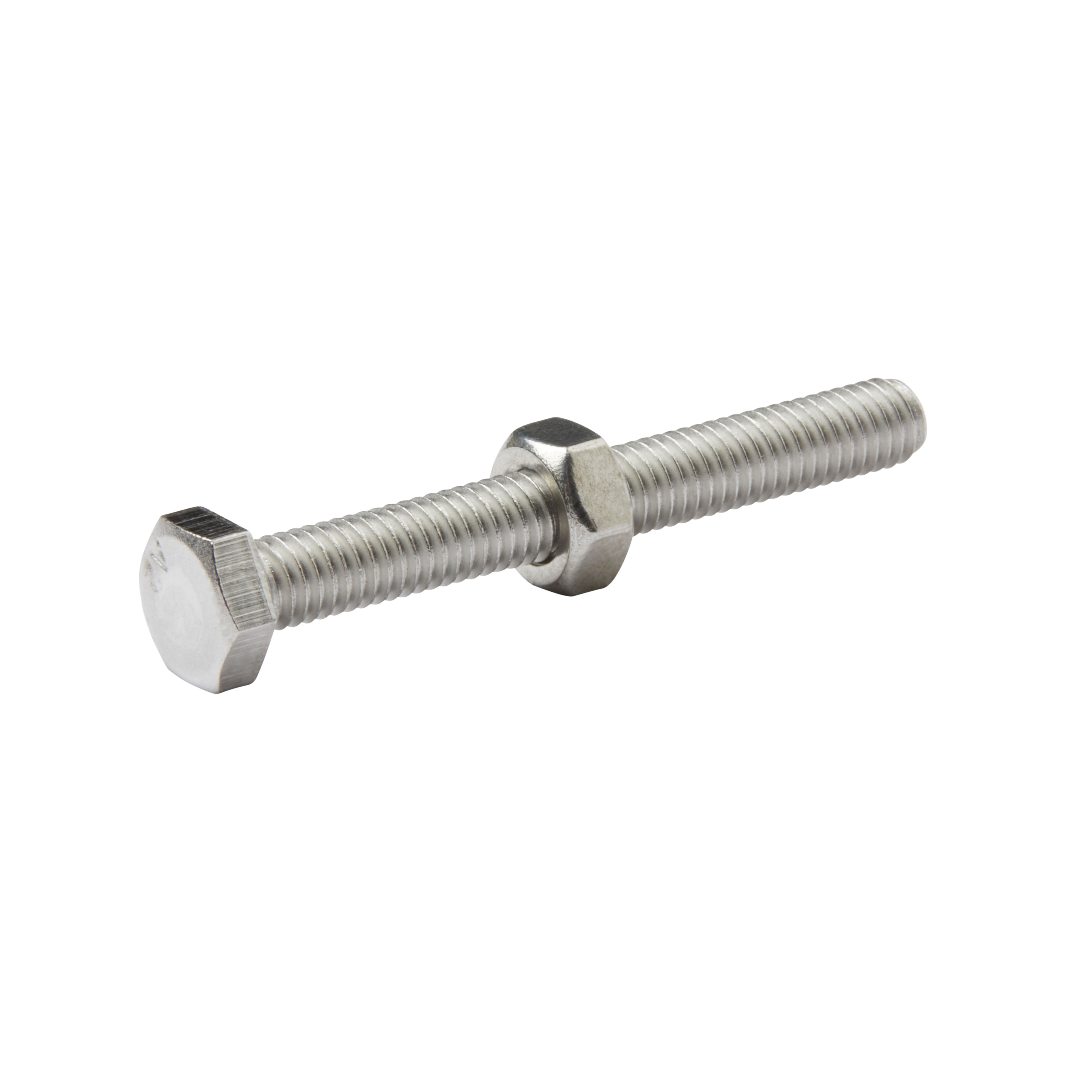 Diall M6 Hex Stainless steel Bolt & nut (L)50mm (Dia)6mm, Pack of 10