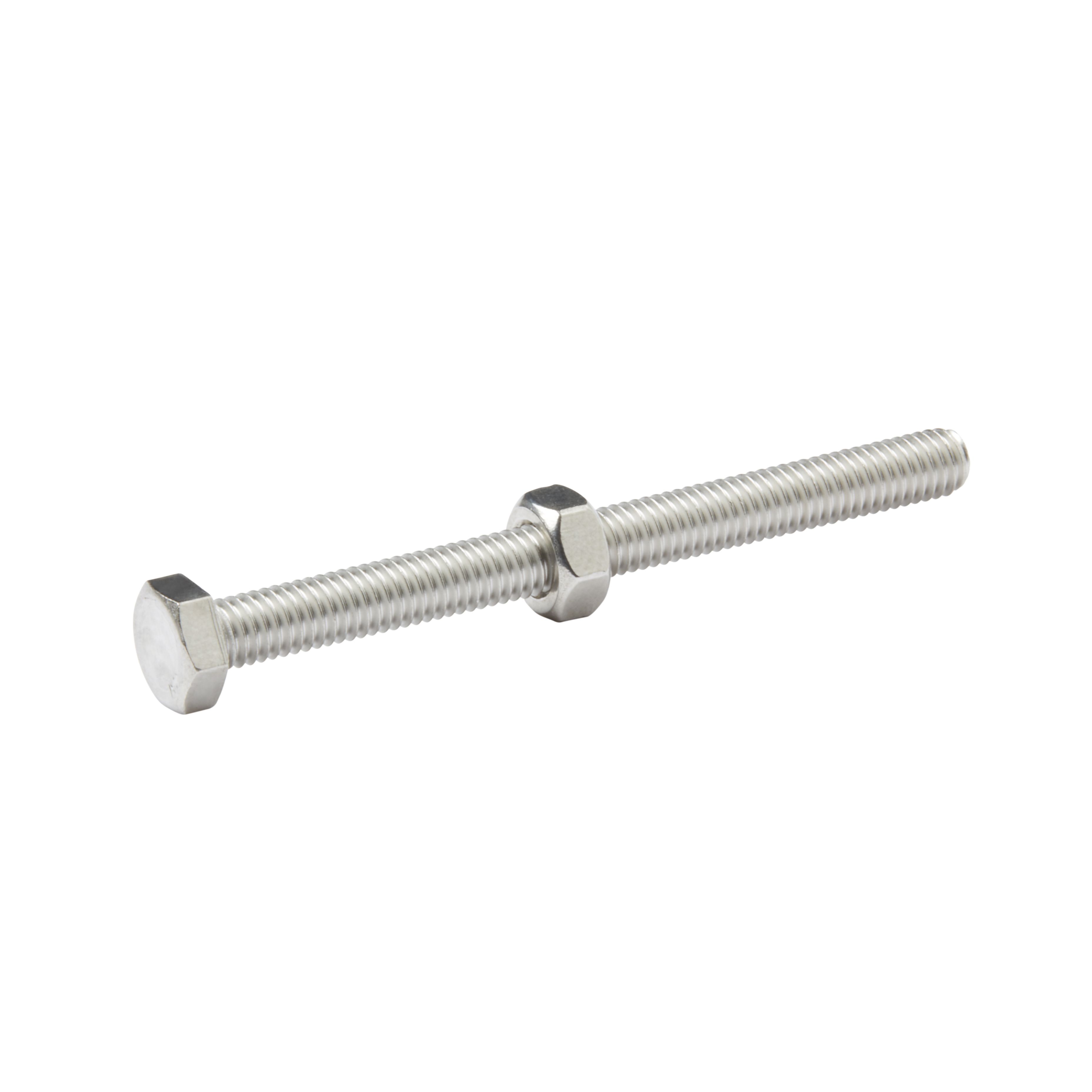 Diall M6 Hex Stainless steel Bolt & nut (L)70mm (Dia)6mm, Pack of 10
