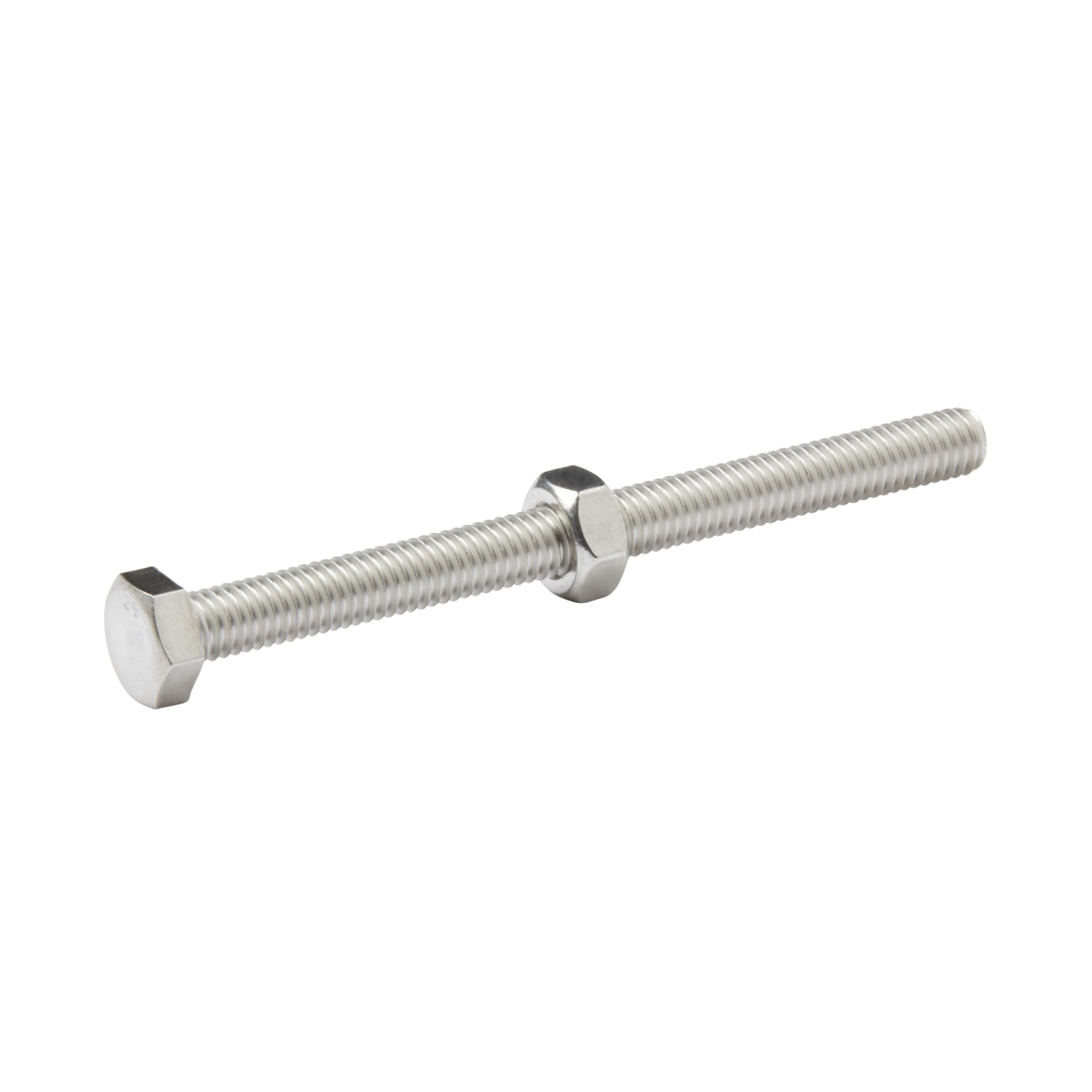 Diall M6 Hex Stainless steel Bolt & nut (L)75mm (Dia)6mm, Pack of 10