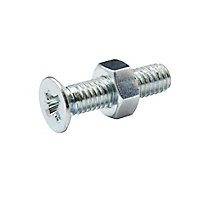 Diall M6 Pozidriv Countersunk Zinc-plated Carbon steel Machine screw & nut (Dia)6mm (L)25mm, Pack of 20
