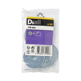 Diall M8 Carbon steel Penny Washer, (Dia)8mm, Pack of 10