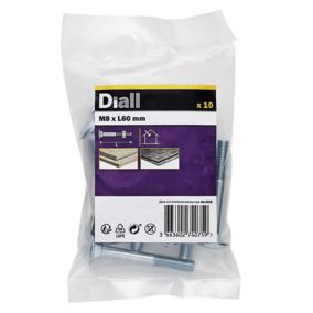 Diall M8 Coach bolt & nut (L)60mm, Pack of 10