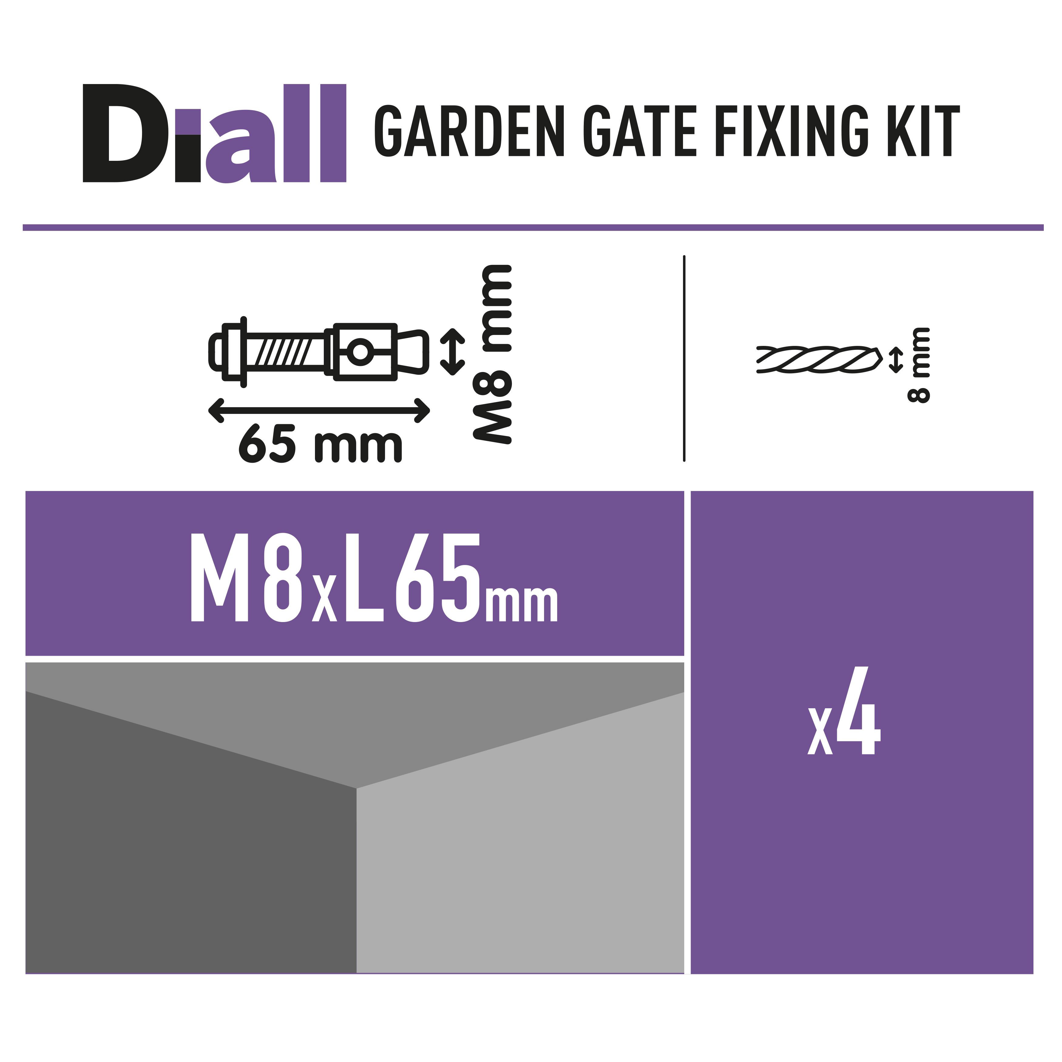 Diall M8 Hardened steel Zinc-plated Gate Shield anchor (L)65mm, Pack of 4