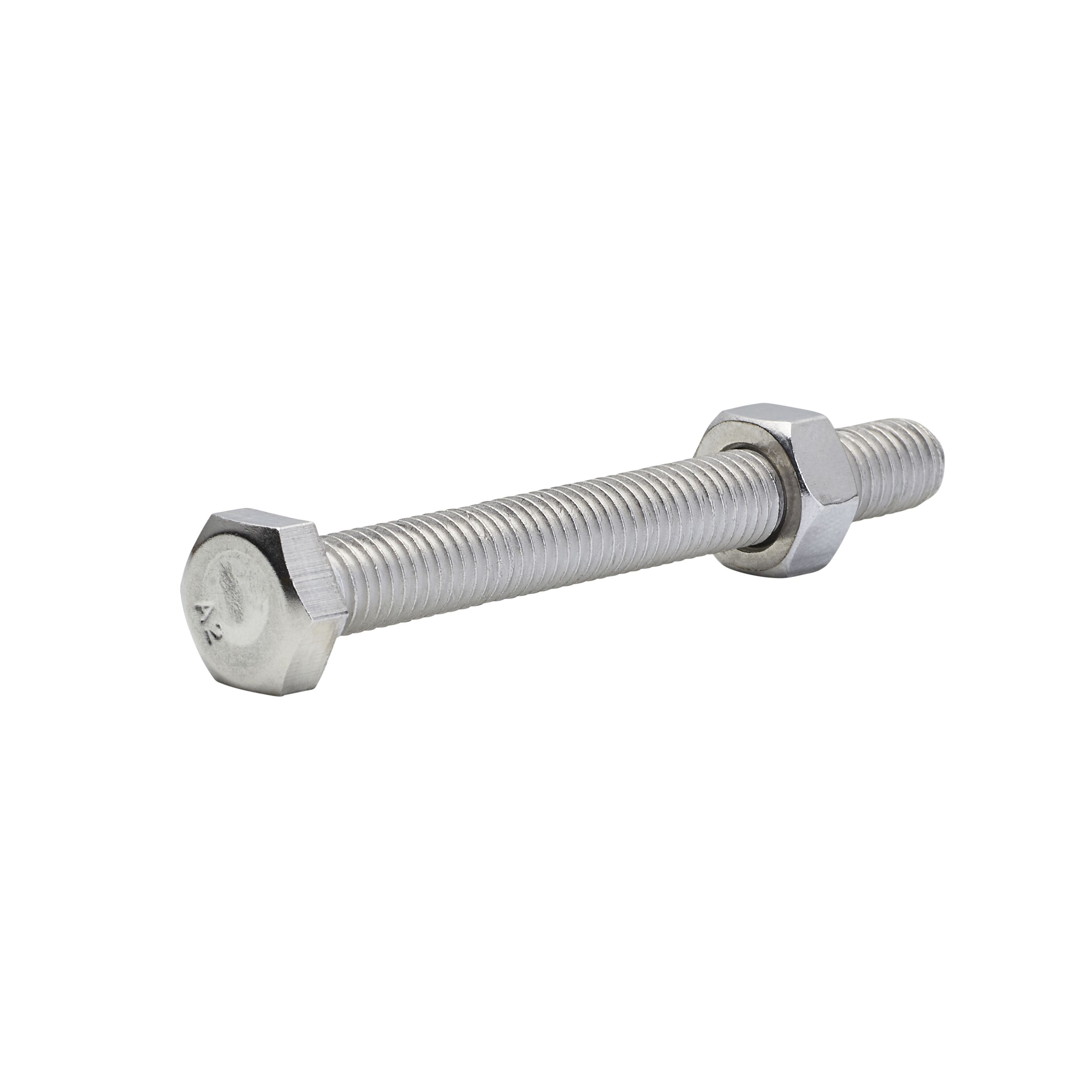 Diall M8 Hex A2 stainless steel Bolt & nut (L)70mm (Dia)8mm, Pack of 10