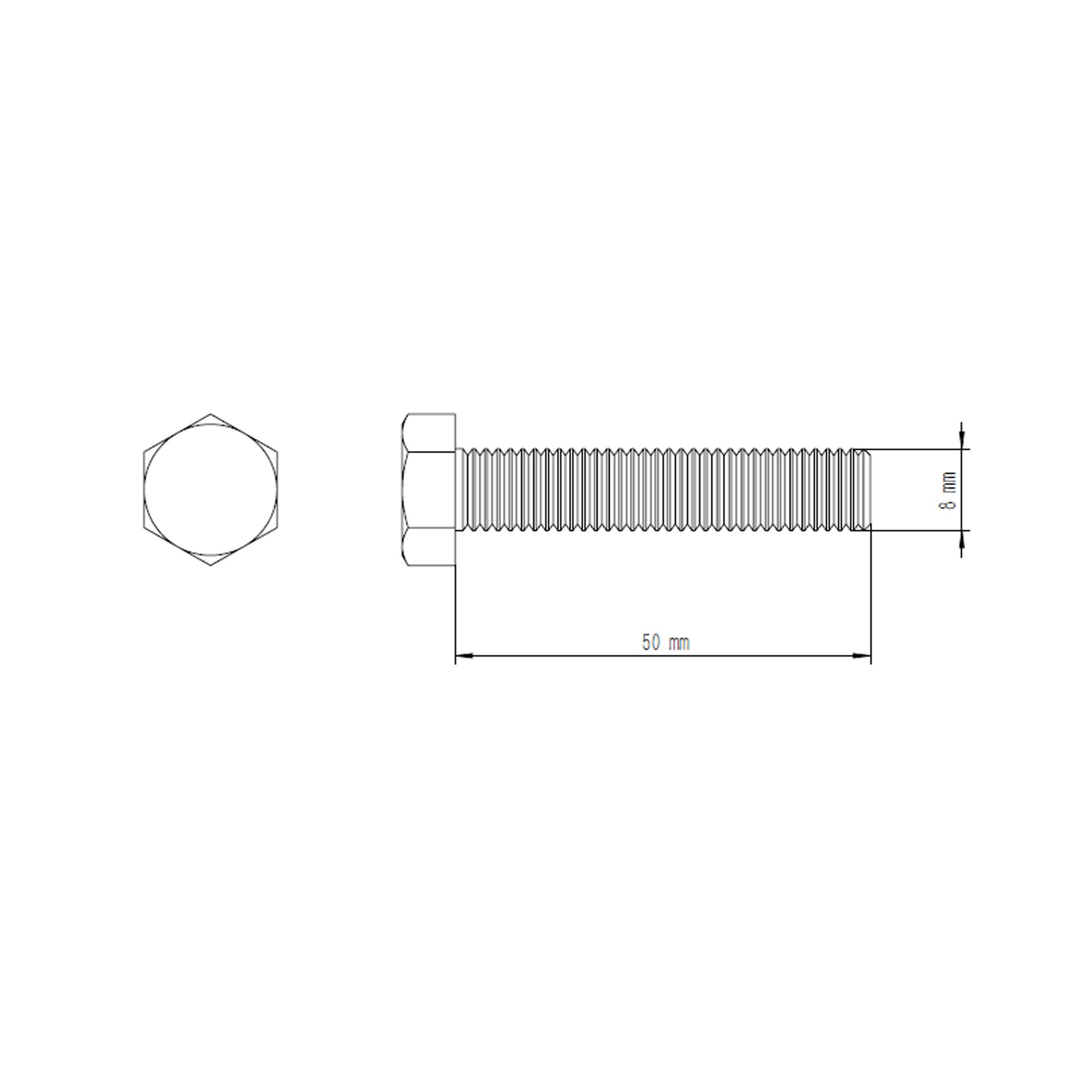 Diall M8 Hex Carbon steel (grade 5.8) Bolt (L)50mm
