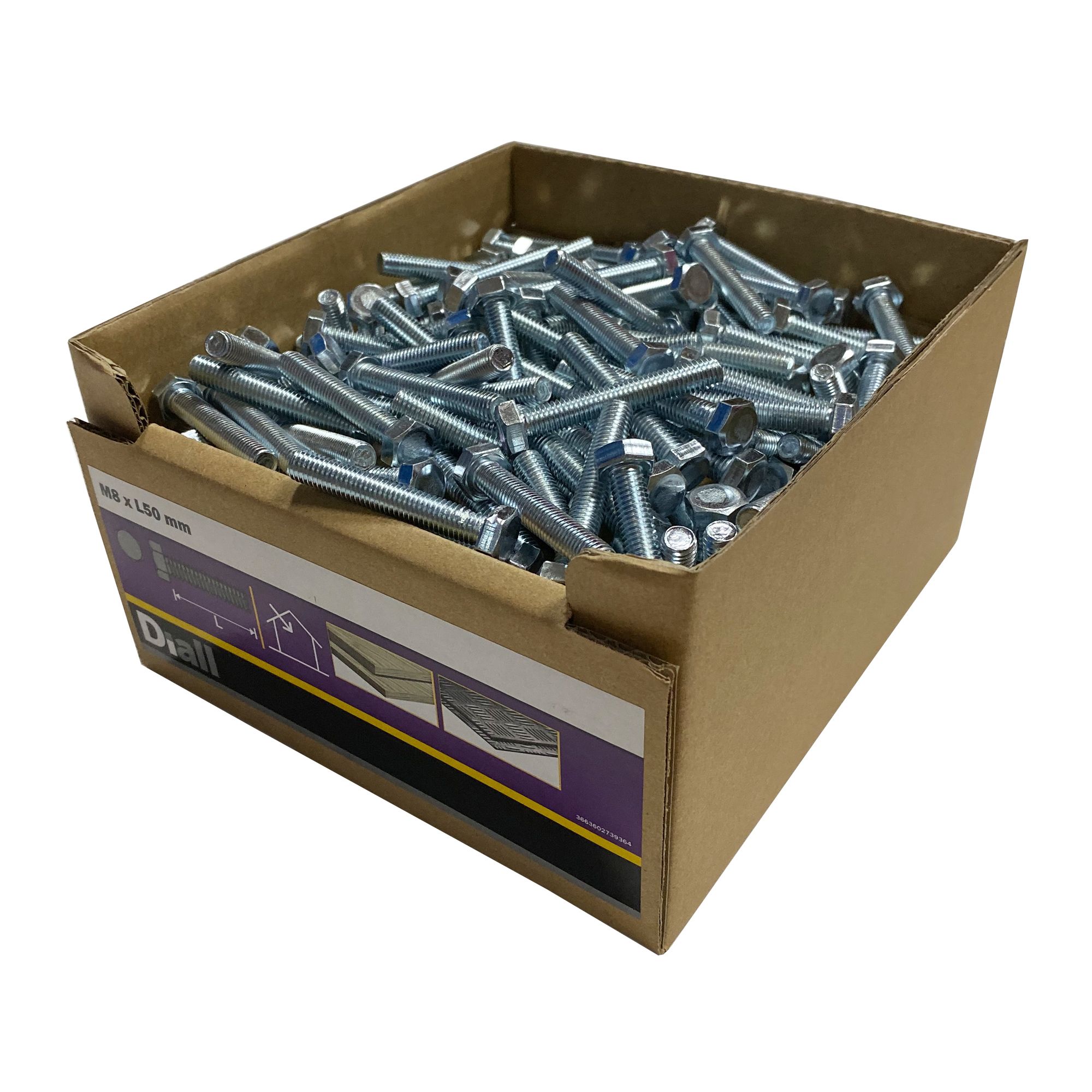 Diall M8 Hex Carbon steel (grade 5.8) Bolt (L)50mm