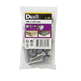 Diall M8 Hex Stainless steel Bolt & nut (L)25mm, Pack of 10