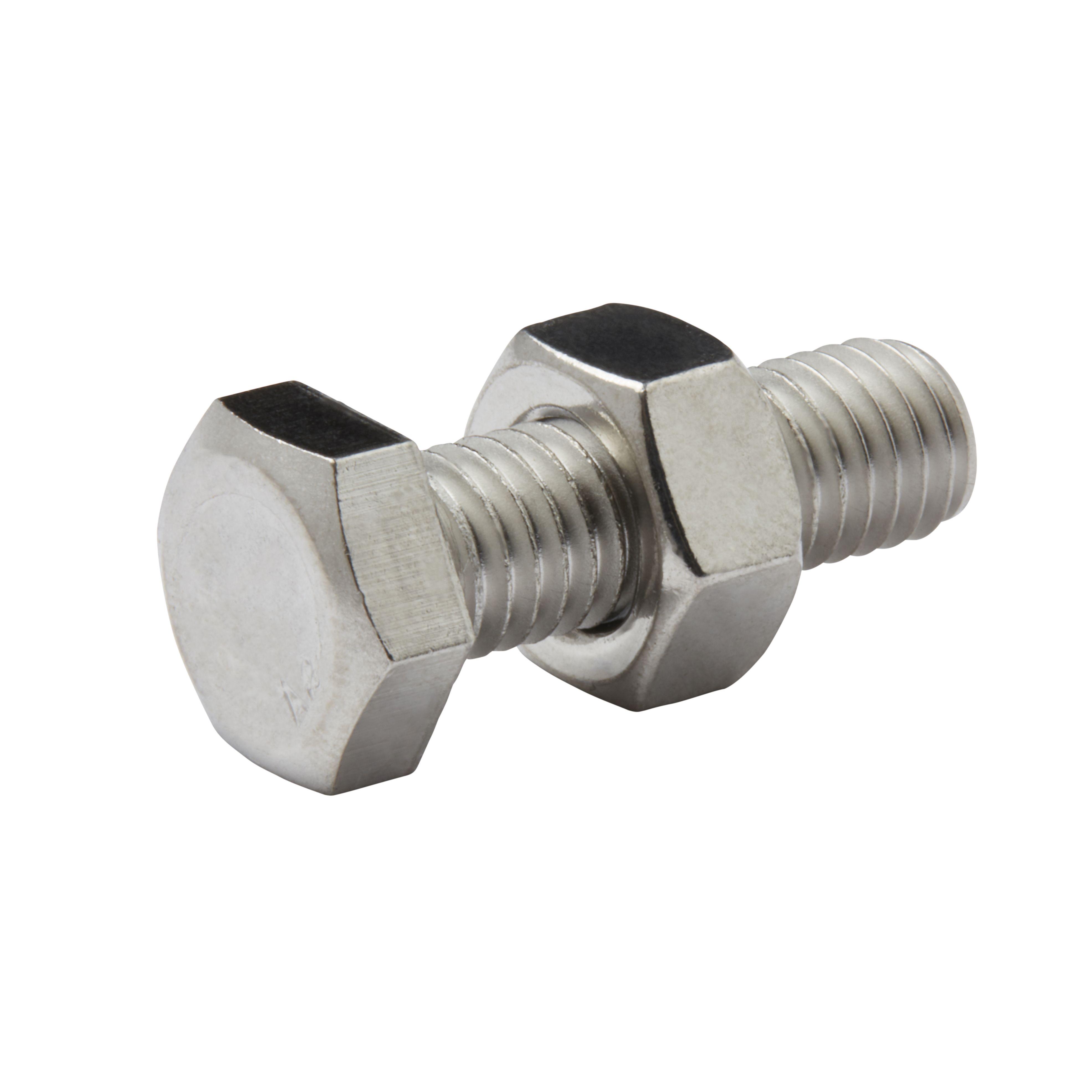 Diall M8 Hex Stainless steel Bolt & nut (L)25mm, Pack of 10