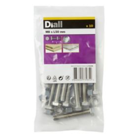 Diall M8 Hex Stainless steel Bolt & nut (L)50mm (Dia)8mm, Pack of 10