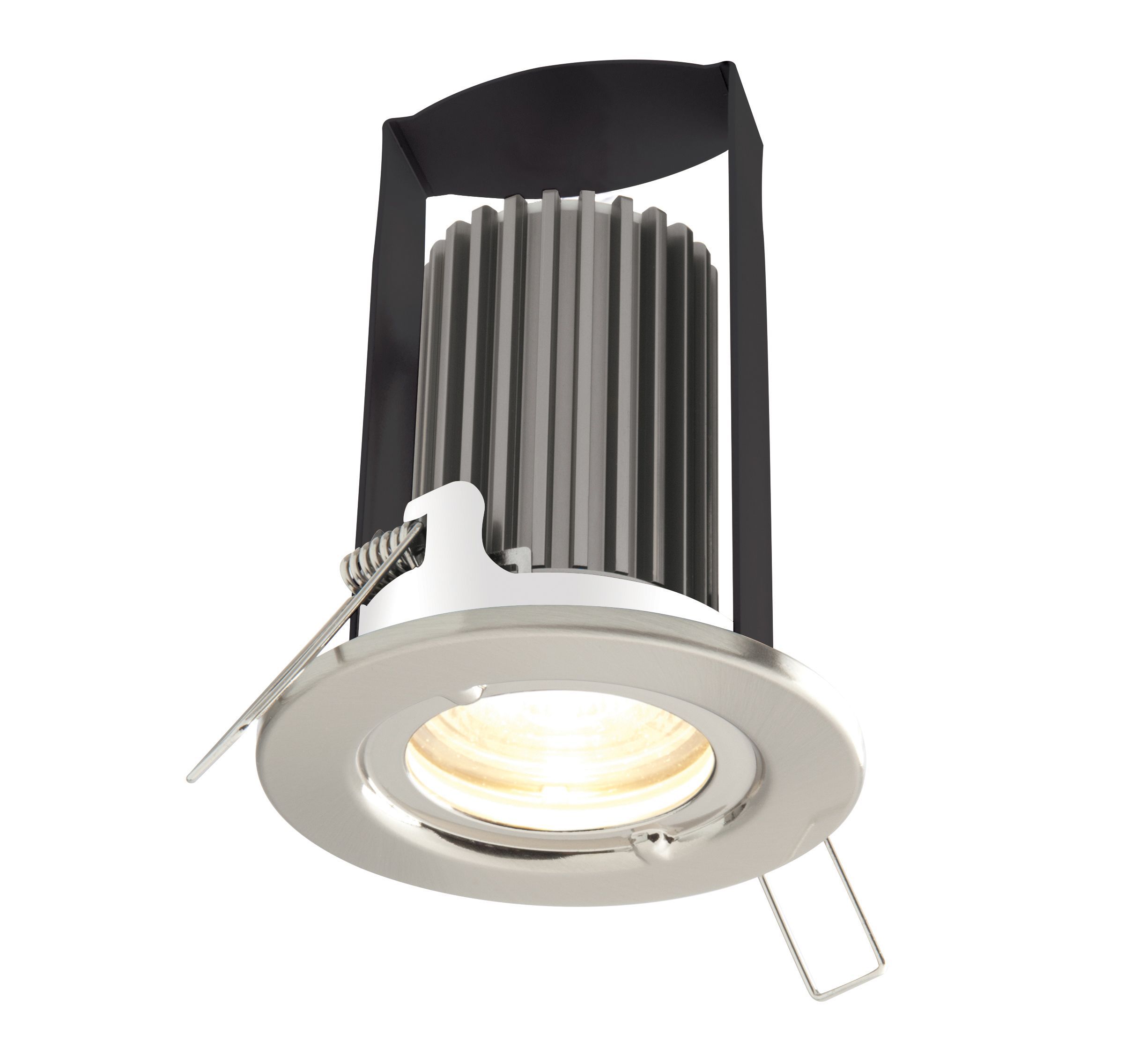 Diall Nickel effect Non-adjustable LED Fire-rated Warm white Downlight 5W IP65