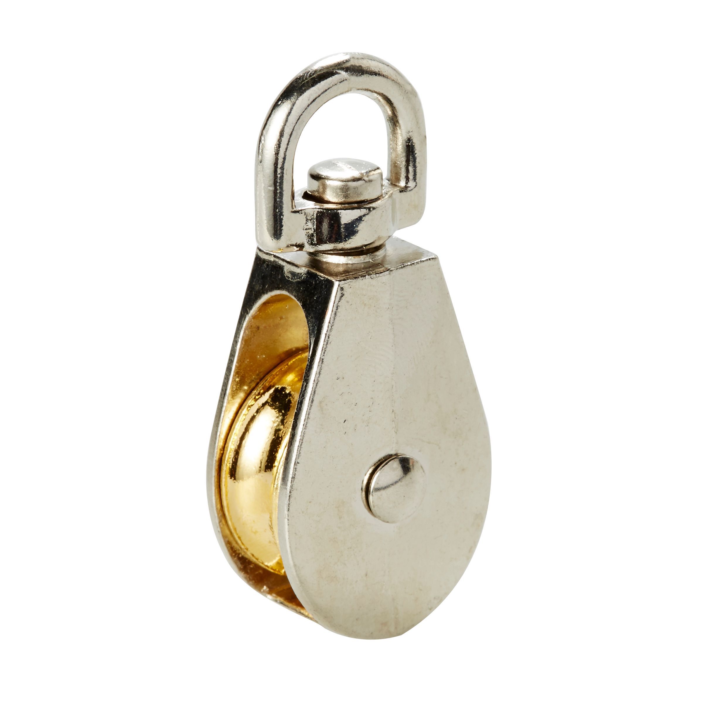 Diall Nickel & zinc-plated Grey & yellow 1 wheel Pulley, (Dia)24mm
