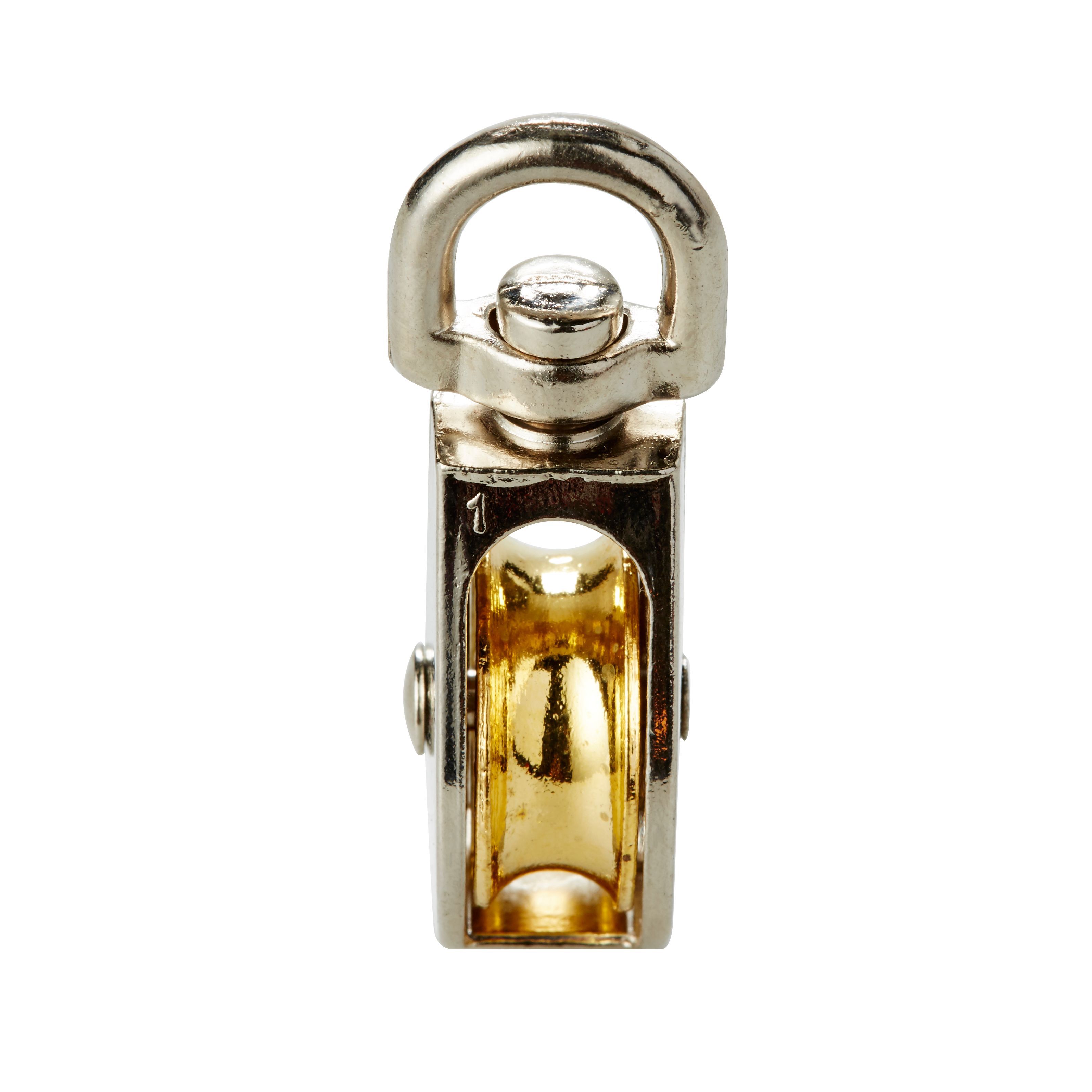 Diall Nickel & zinc-plated Grey & yellow 1 wheel Pulley, (Dia)24mm