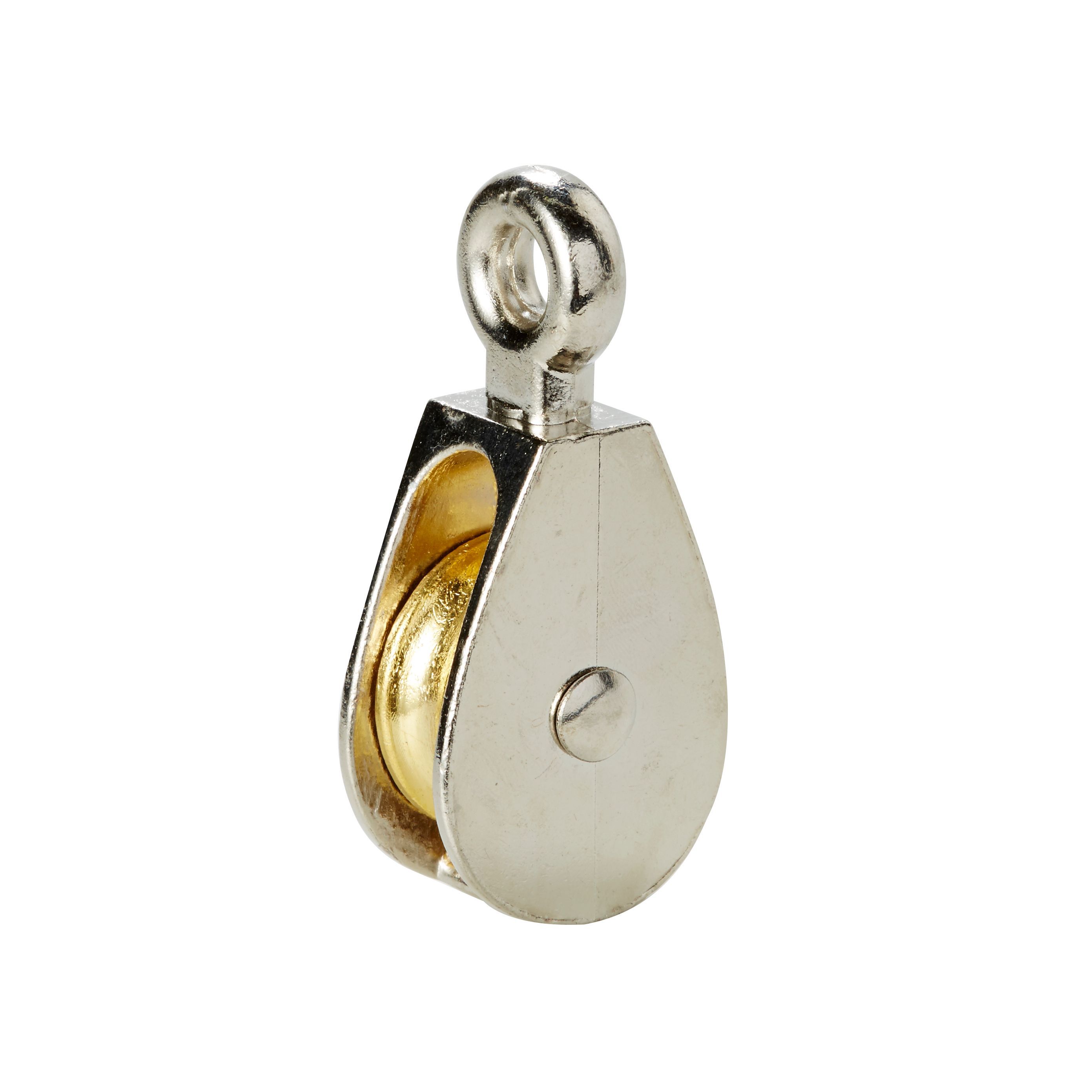 Diall Nickel & zinc-plated Grey & yellow 1 wheel Pulley, (Dia)32mm