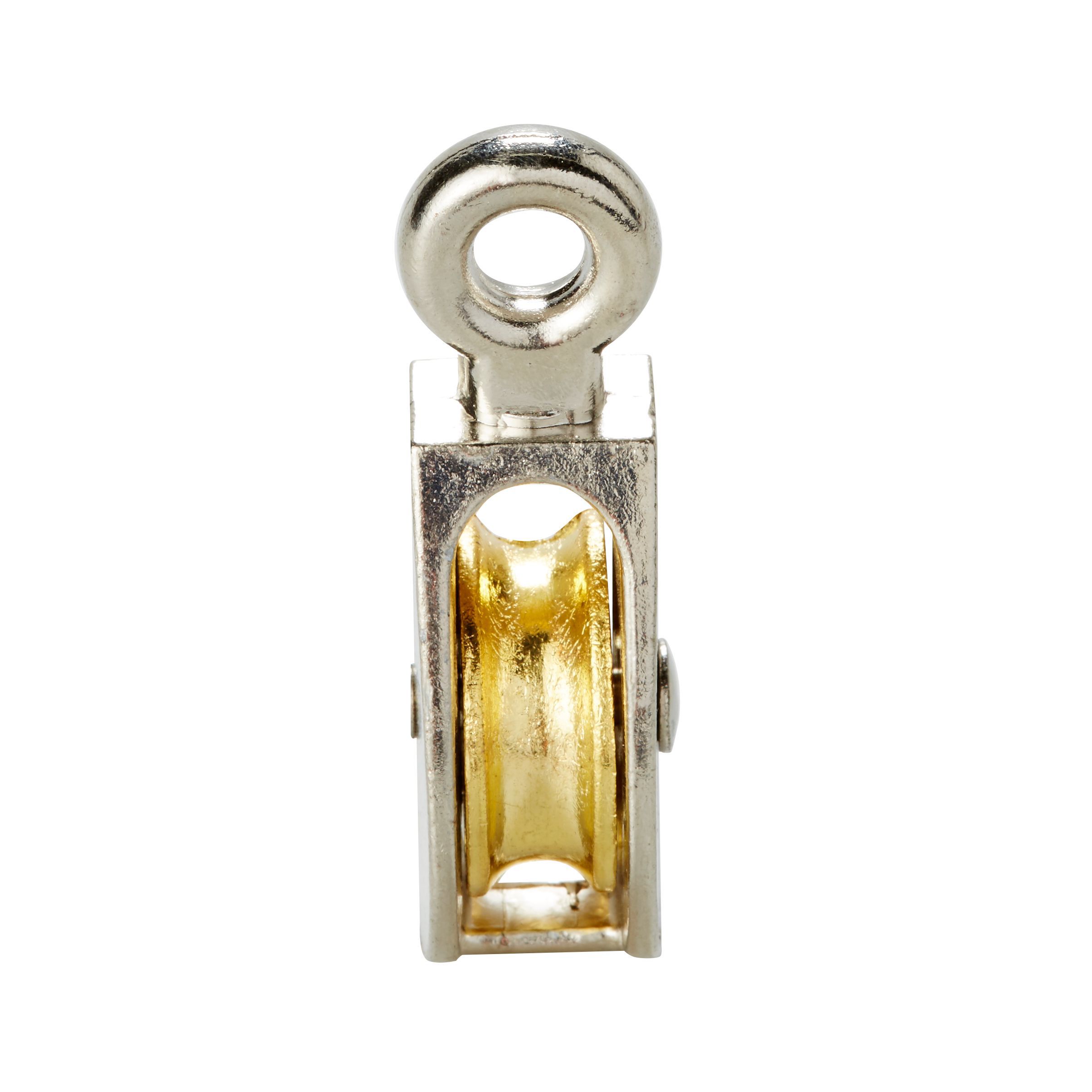 Diall Nickel & zinc-plated Grey & yellow 1 wheel Pulley, (Dia)32mm