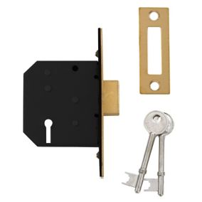 Diall P-D3LDL-PB-65 64mm Polished Brass effect Metal 3 lever Deadlock