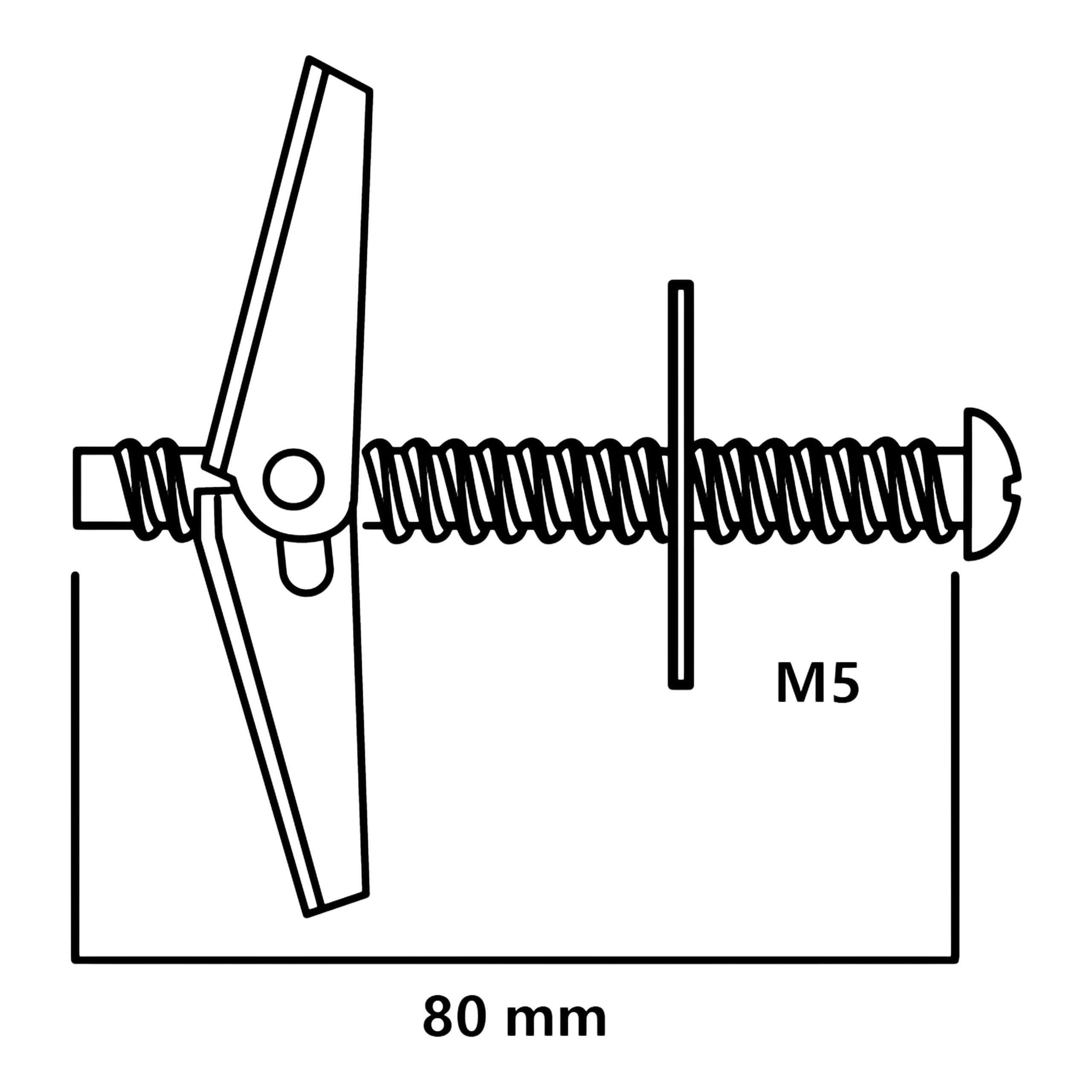 Diall Pan head Spring toggle (Dia)5mm (L)80mm, Pack of 4
