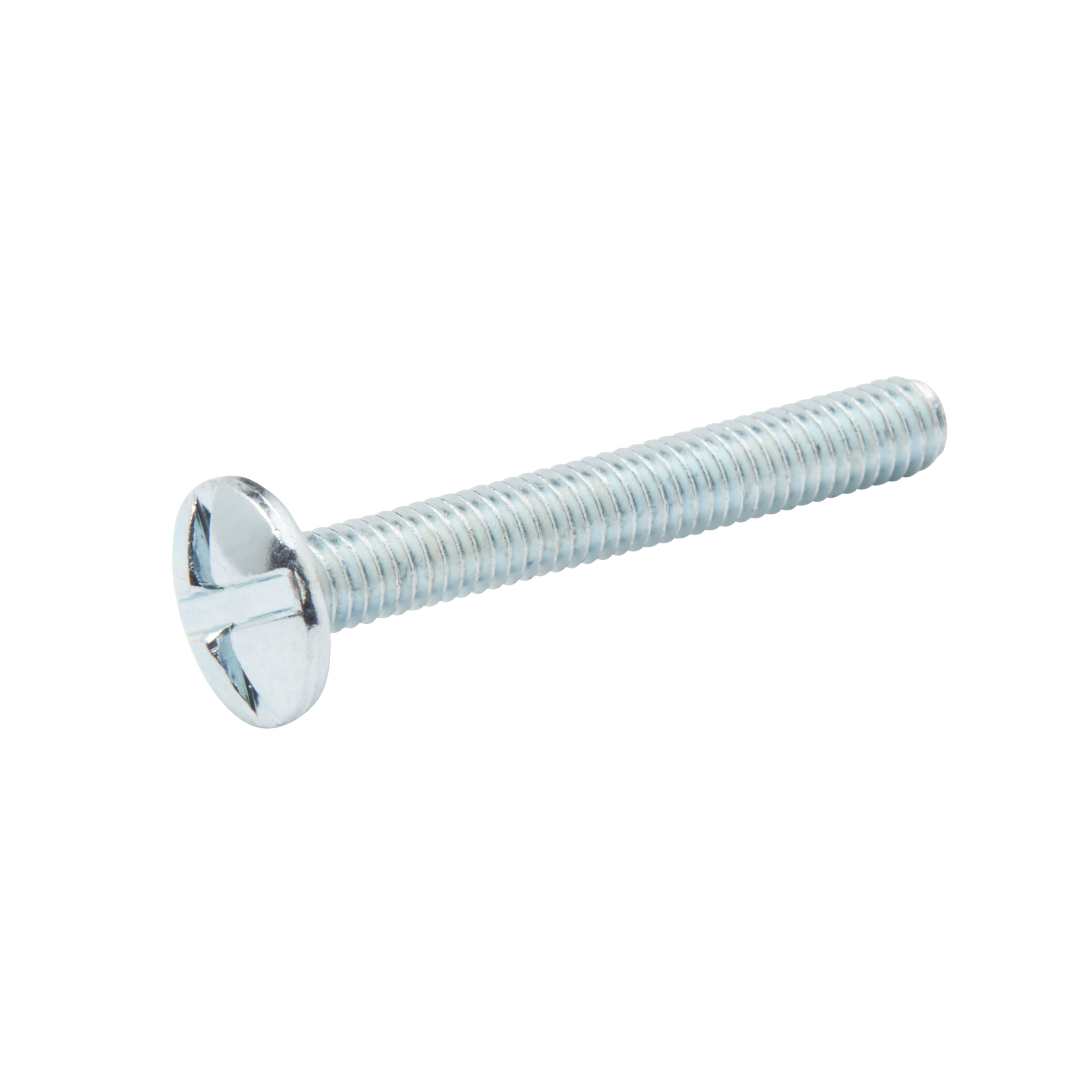 Diall Pan head Zinc-plated Carbon steel Drawer knob Screw (Dia)4mm (L)30mm, Pack of 10