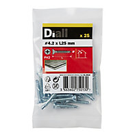 Diall Phillips Countersunk Zinc-plated Carbon steel (C1022) Self-drilling screw (Dia)4.2mm (L)25mm, Pack of 25