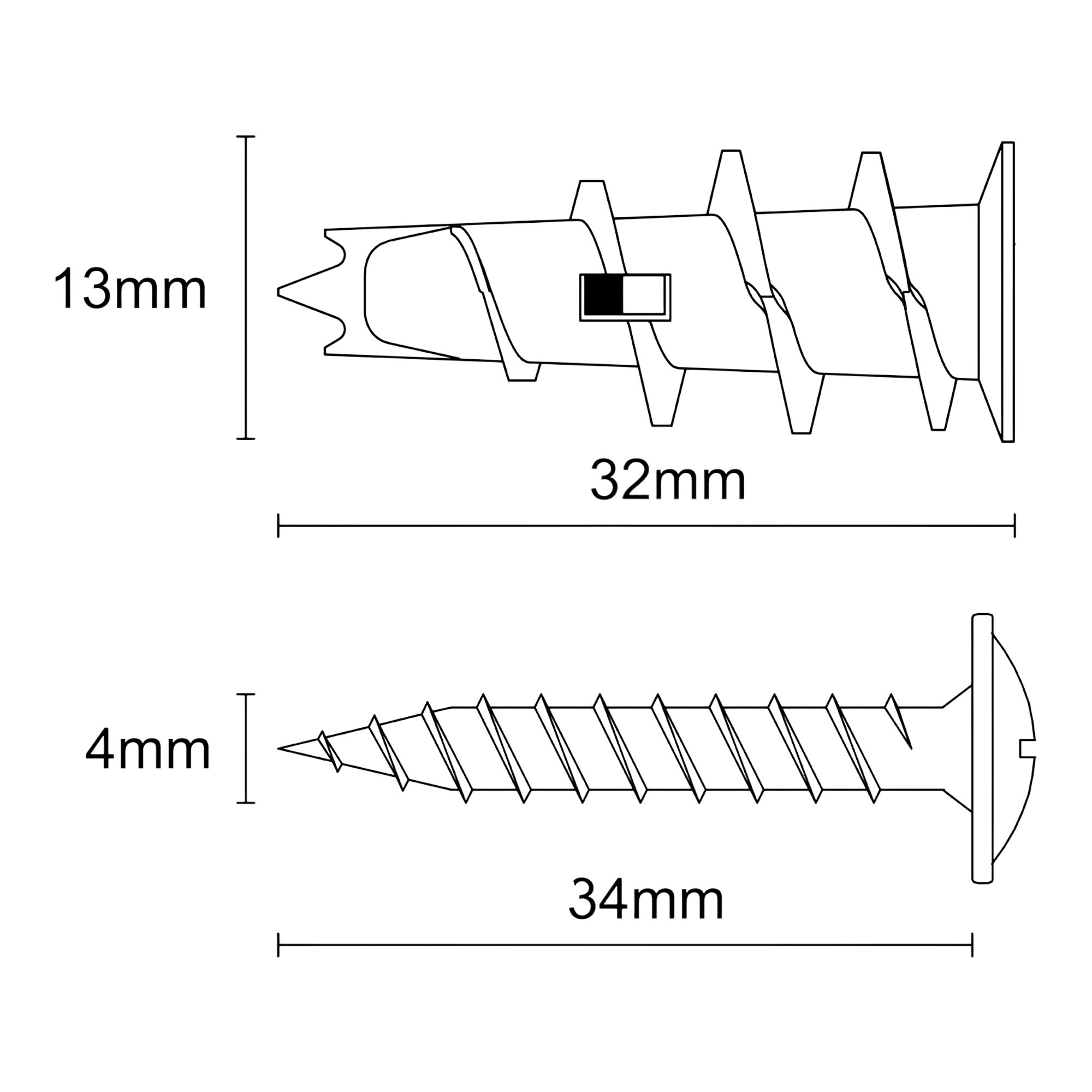 Diall Plasterboard fixing (Dia)13mm (L)32mm, Pack of 25
