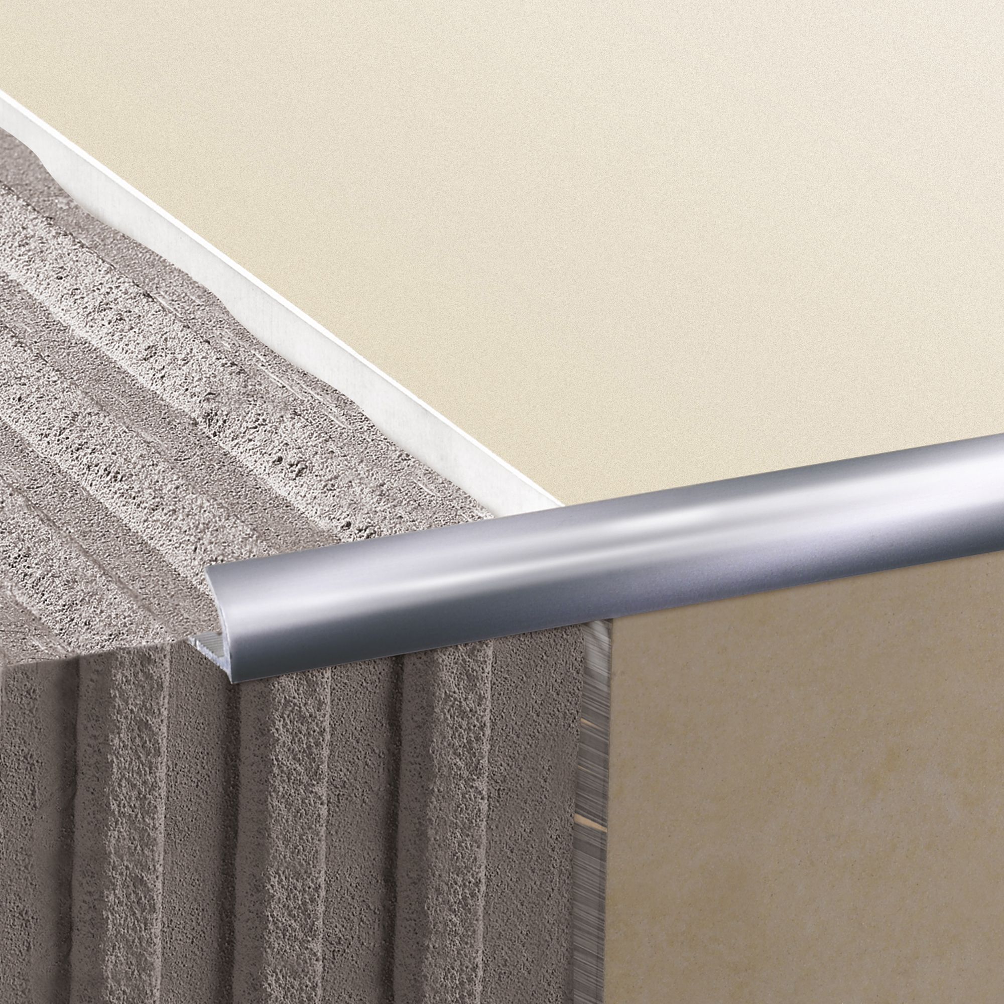 Diall PolishedChrome effect 6mm Round edge Aluminium External edge tile trim