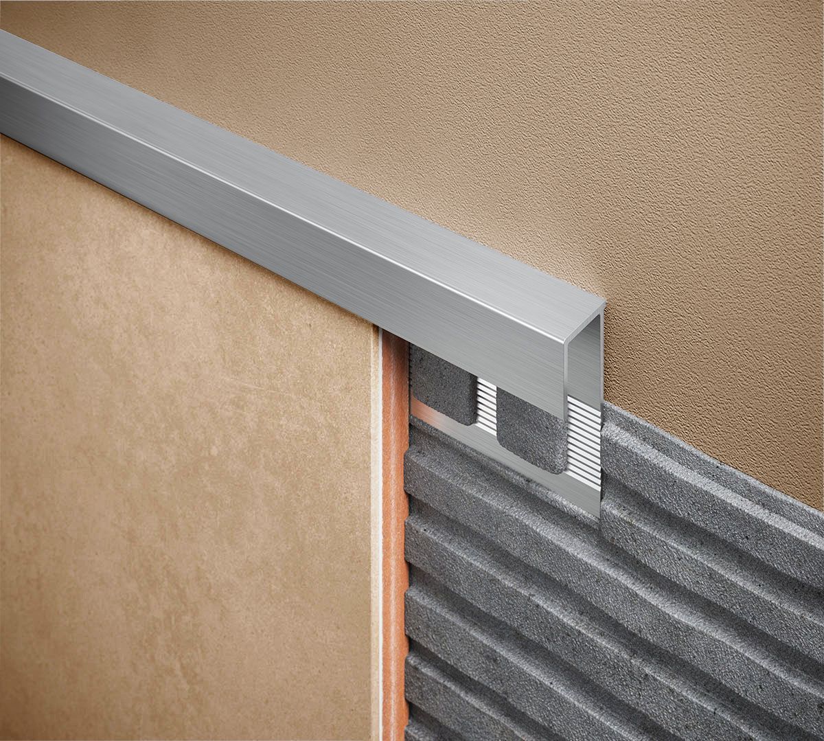 Diall PolishedChrome effect 8mm Straight Aluminium External edge tile trim